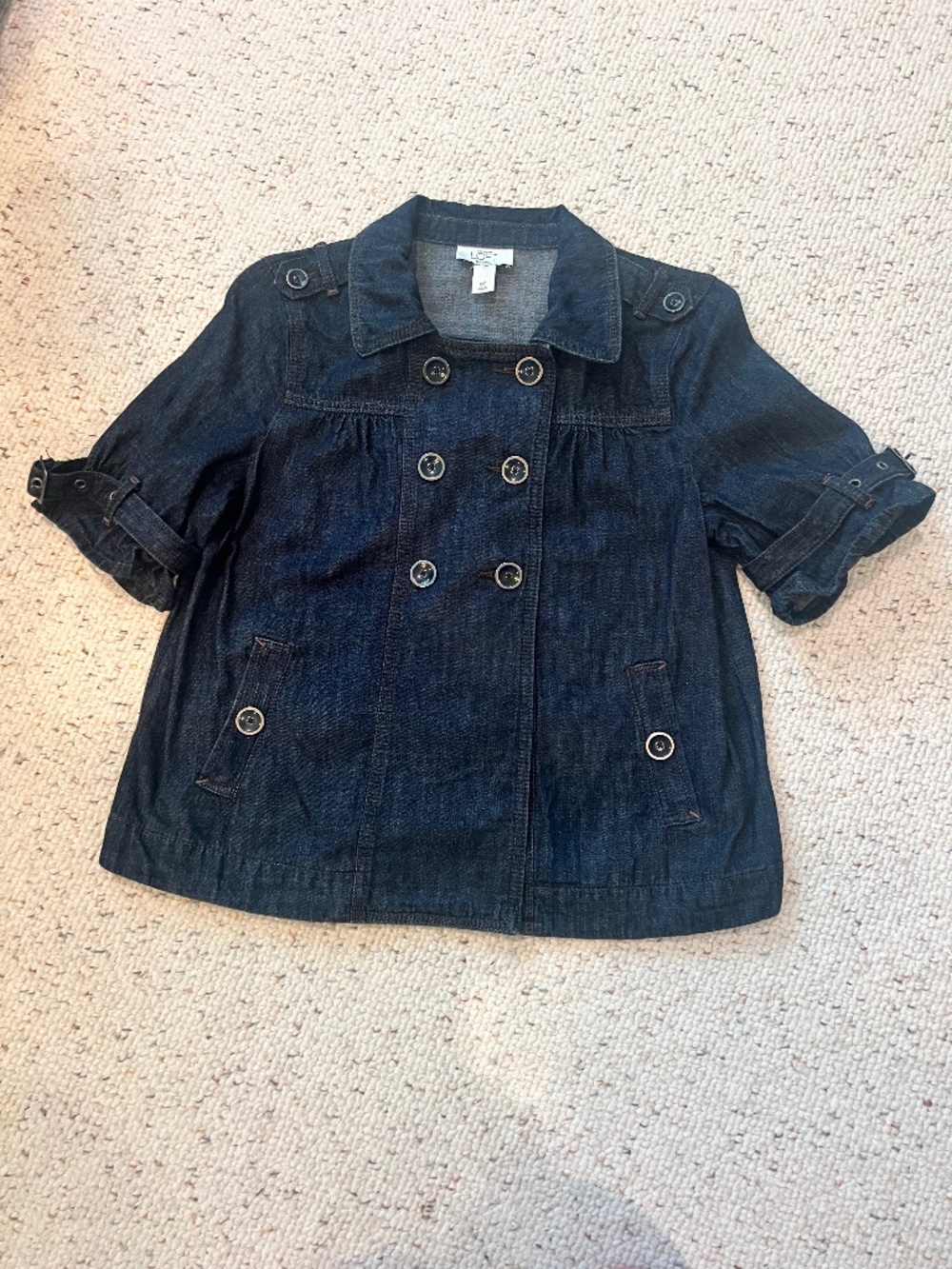 Loft Double breasted short sleeve denim jacket, size MP